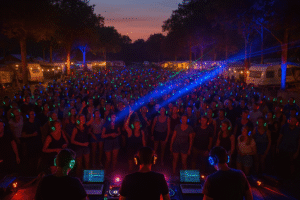 silent party location casque camping